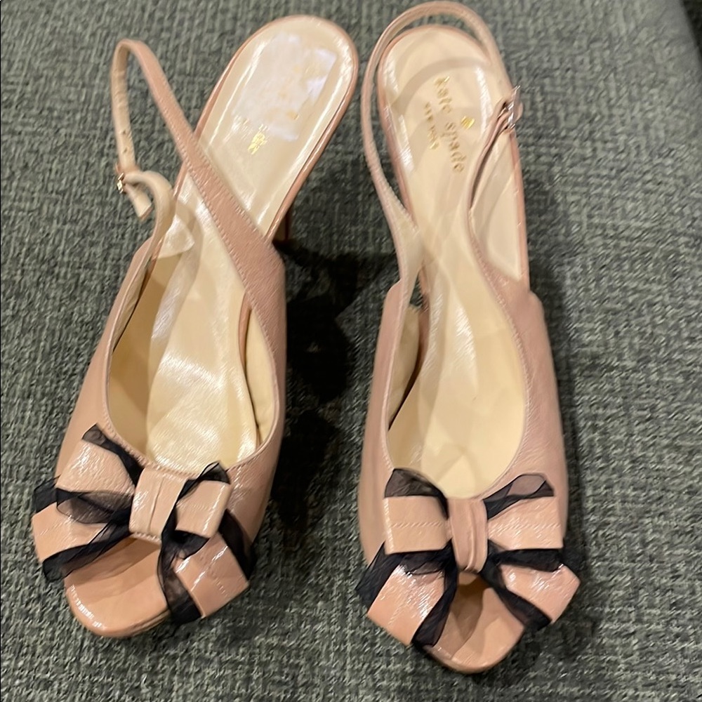 Kate Spade Tan Peep-Toe Slingback Heels (sz 12)